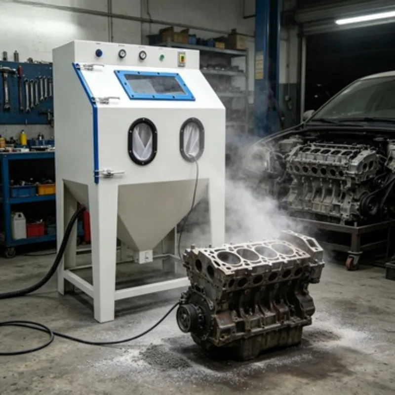 Hot Sale Industrial Dry Sand Blasting Machine Small Sandblasting Cabinet with Motor for Manual Precision Cleaning Restoration