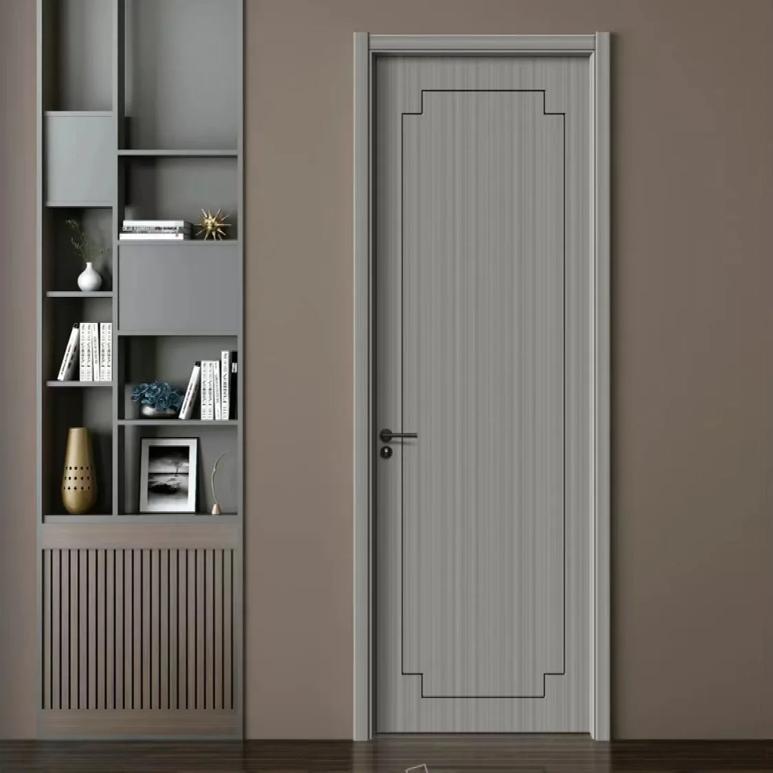 Modern simple swing door Solid wood door Carbon crystal panel Interior door Bedroom Single