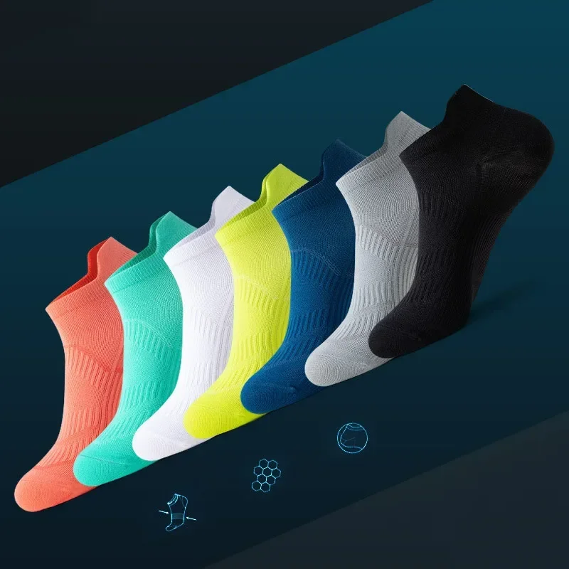 1 Pair Men Running Socks Women Cotton Soft Breathable Riding Cycling Basketball Sports Socks Non-slip Low Cut Ankle Short Socks