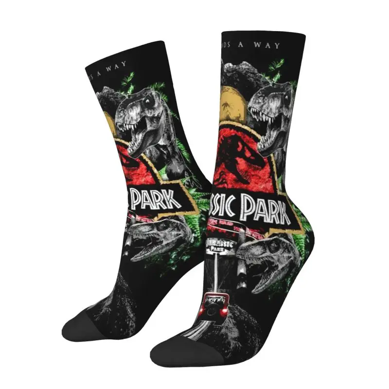 Jurassic Park Mens Crew Socks Unisex Fun 3D Printed Dinosaur World Dress Socks