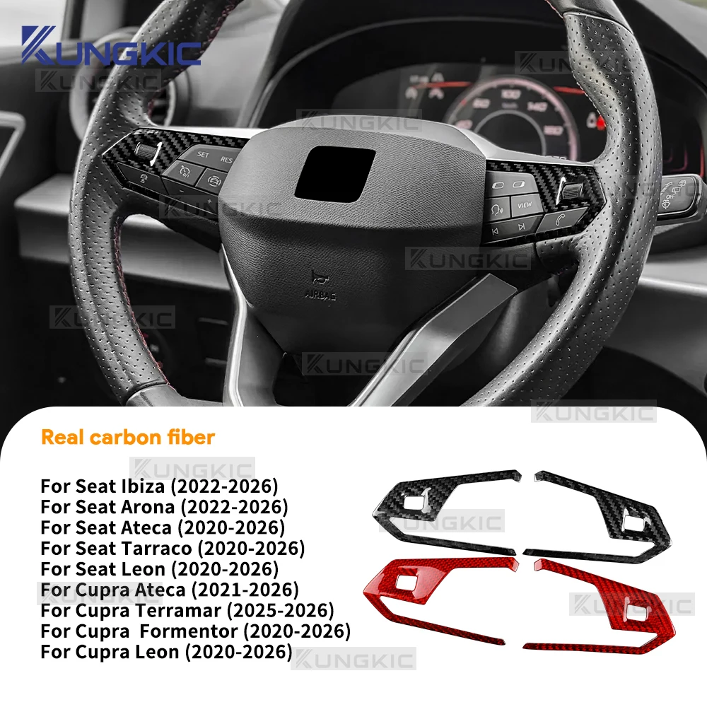 

Сухая отделка из углеродного волокна для Seat Ibiza/Arona 2022-2026, Ateca/Tarraco/Leon/Cupra Formentor/Cupra Leon 20-26, кнопка рулевого колеса