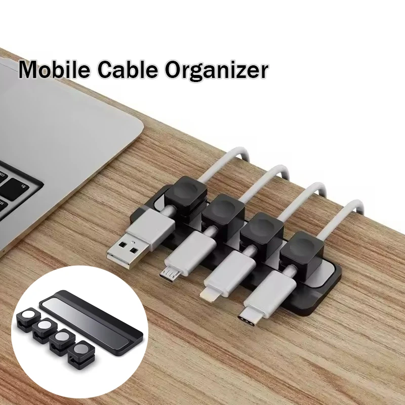 Magnet Cable Winder Adhesive Silicone USB Cable Fixer Organizer Solid Color Cable Holder Line Charger Clip for Desk Office
