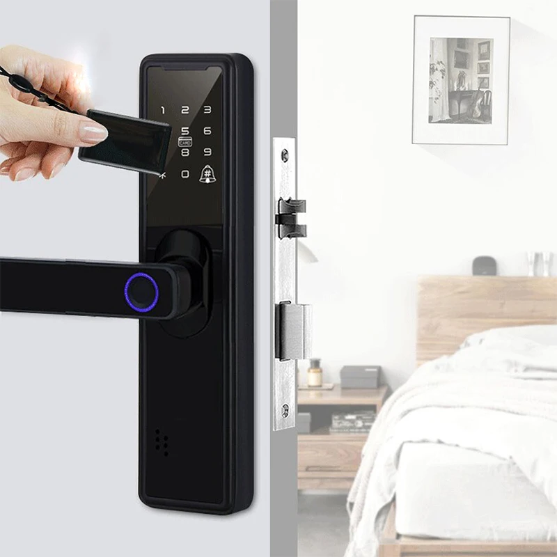 Inteligente biométrico Fingerprint Porta Handle Lock, Digital Keyless Lock, Wi-Fi App