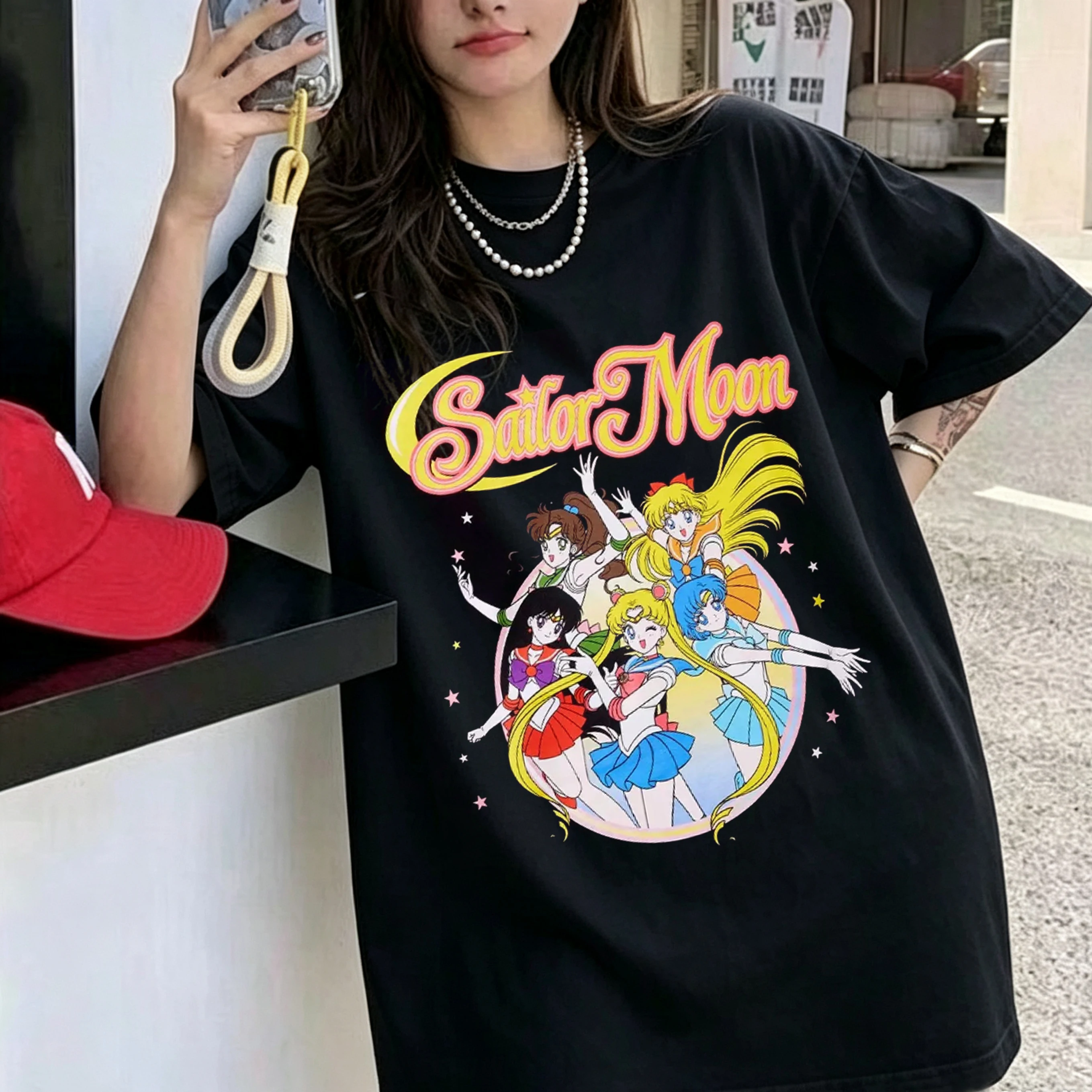 Sailor Moon Vintage Japanese Anime Graphic Cotton T Shirt 2026 Summer Men Women Streetwear Harajukju Y2K Couple Kawaii Tee Tops