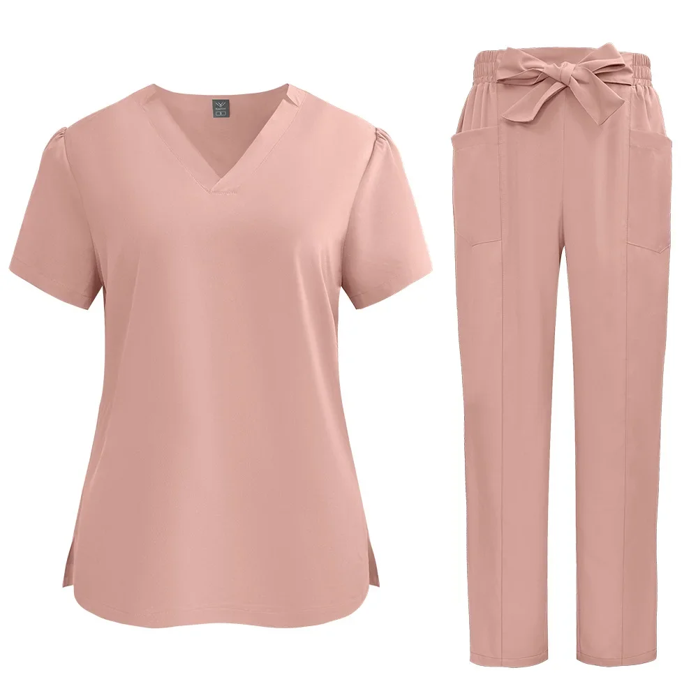 Uniforme SPA da donna ad asciugatura rapida - Abito da allattamento con nodo a farfalla per ospedale, salone di bellezza e clinica