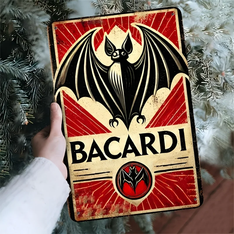Room Decor  Bacardi Bat Metal Tin Sign, Alloy, Printing, Vintage Bar & Man Cave Wall Decor, Easy to Hang, Durable, for Home, Off