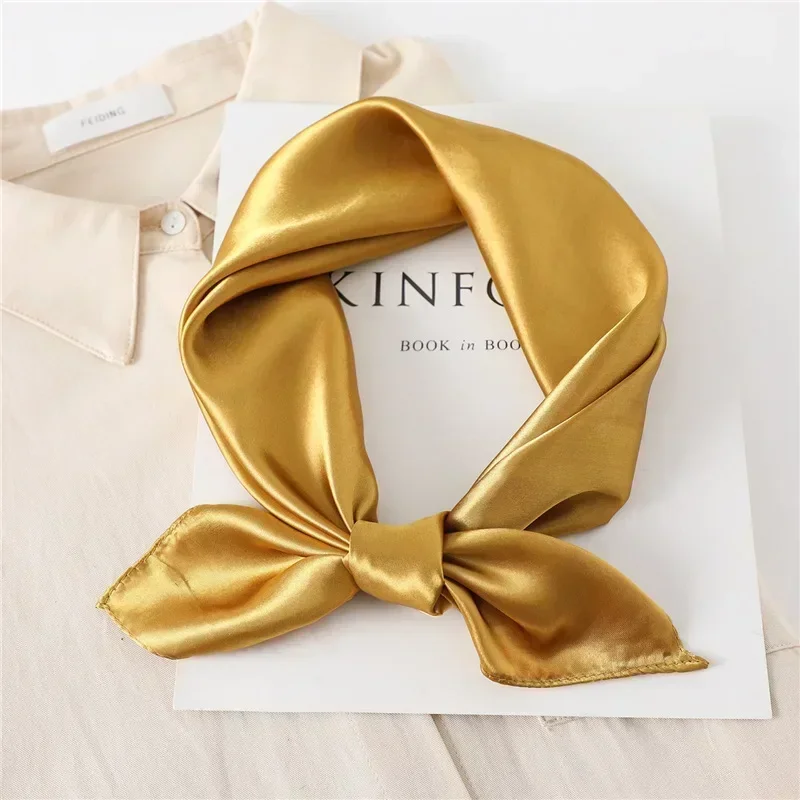 60cm Silk Satin Square Scarf Women Solid Neckercheif Shawl Hijab Female Hair Hand Wirst Foulard Bandana Head Tie Silk Scarf