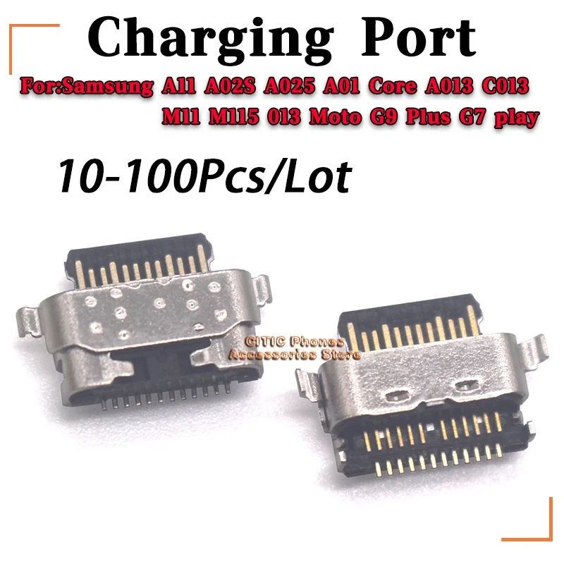 10-100Pcs/Lot USB Type-C Charger Dock Port Connector For Samsung A11 A02S A025 A01 Core A013 C013 M11 M115 013 Moto G9 G7 play