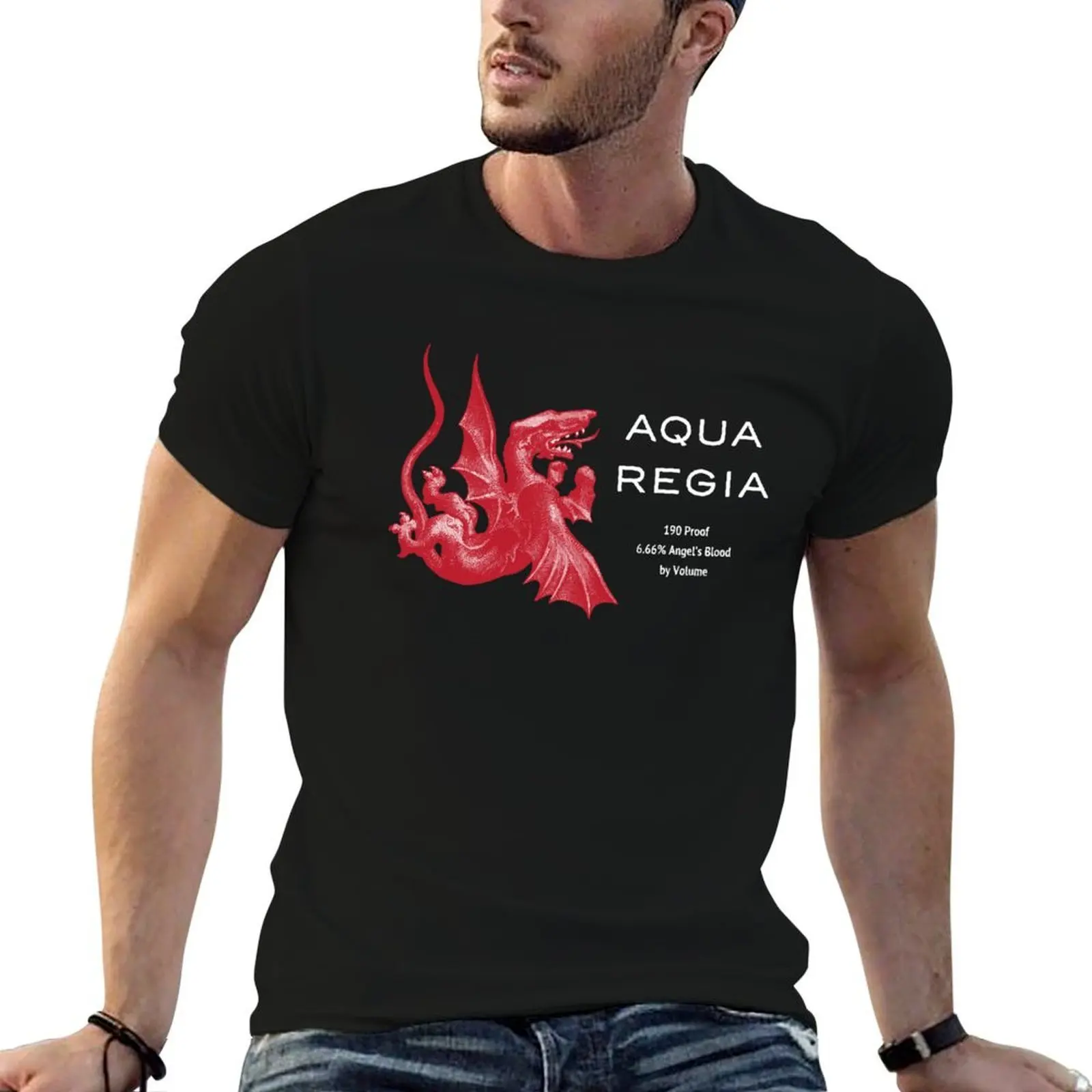 

Aqua Regia - The Best Drink Downtown - Black Background T-Shirt t shirts for man pack cotton anime t shirts for man T-Shirt