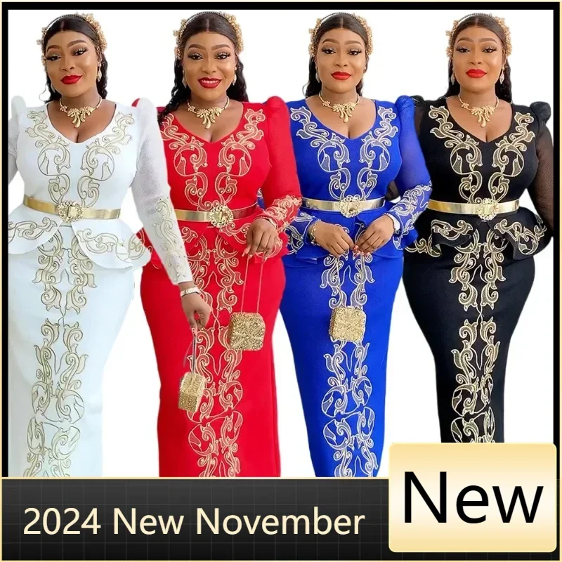 Afrikaanse Jurken voor Vrouwen 2025, Elegante Afrika Kleding Plus Size Bruiloft Feestavond Lange Jurk Dashiki Ankara Outfits Gewaden