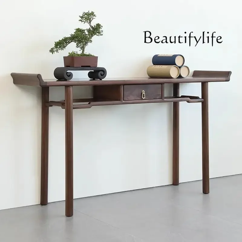 

X36 North American Black Walnut Wall Entrance Table Household Chinese Desk Desk Solid Wood Middle Hall Tenon And Mortise Table