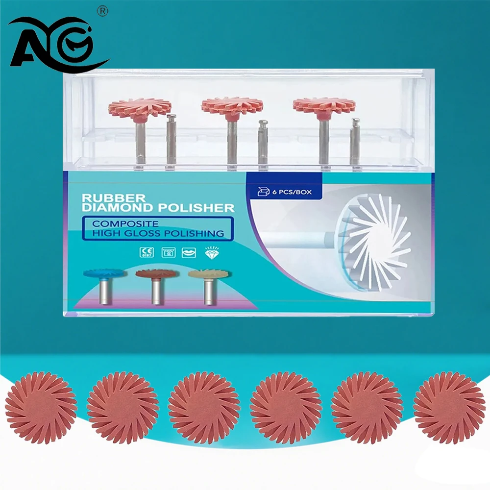 

6Pcs/Box Dental Rubber Polisher Composite Resin Polishing Diamond System RA Disc Kit 14mm Wheel Spiral Flex Burs Tools