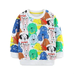 Sudaderas con estampado de perros para niños y niñas, ropa deportiva para bebés, Tops de animales, 2-7T, otoño y primavera, superventas