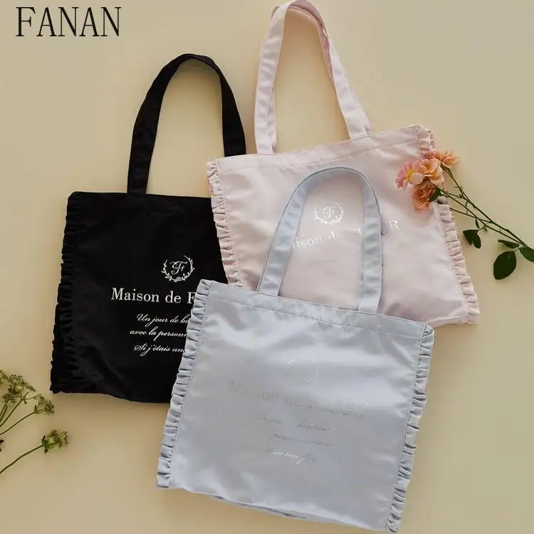 japanese-style-shoulder-bag-2025-new-women's-handbags-satin-silver-letter-cute-lady-ruffled-edge-handbag-fashion-sweet-tote-bags