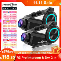 Freedconn R3 Pro Motorcycle Helmet Headset Group Intercom WiFi App 1440P Motorbike Dash Cam Motor Auto DVR