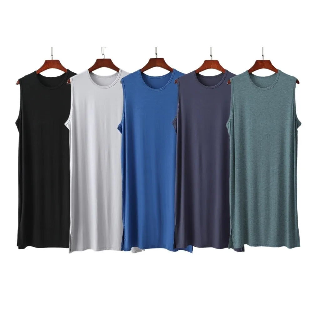 Multi-functional Knee-Length Men's Sleeping Dress Elastic Soft Modal Pajamas Thin Plus Size Night-robe Home Clothing - view 5