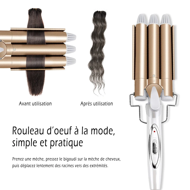 Outils professionnels pour cheveux fer à friser en céramique Triple baril coiffeur cheveux Waver outils de coiffure bigoudis électrique friser