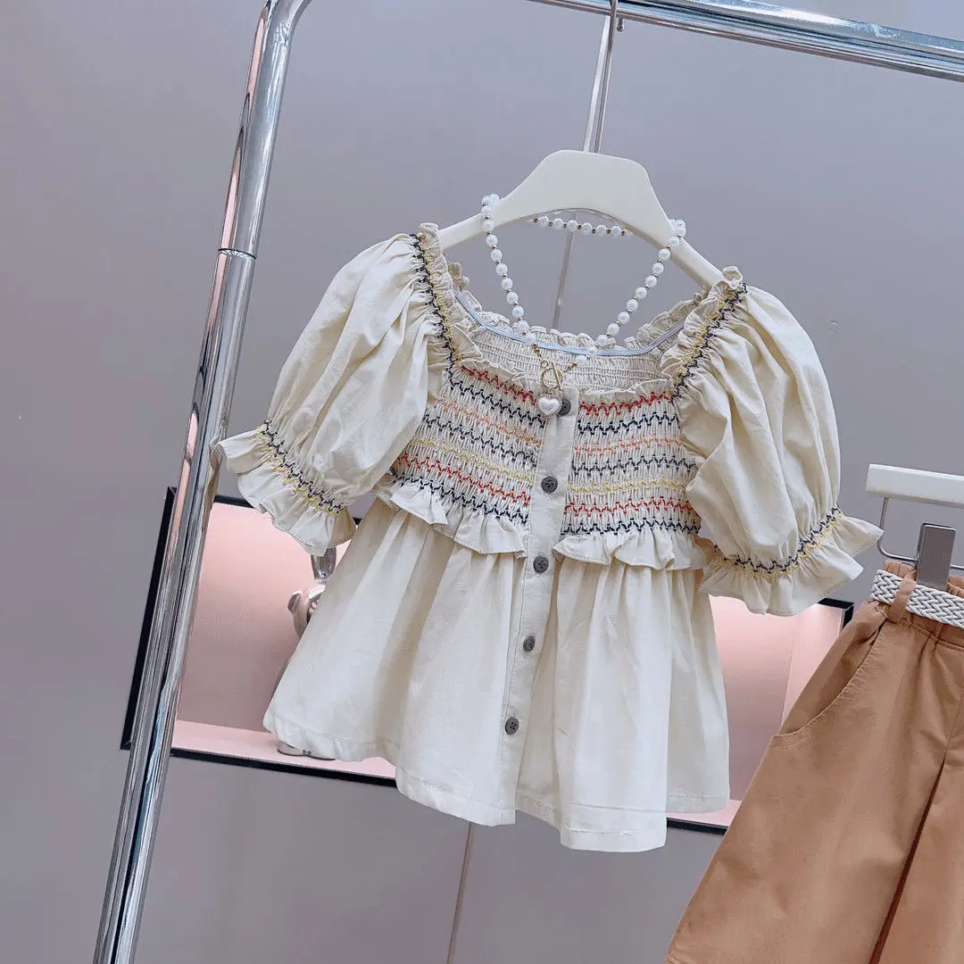 

New Baby Girls Summer Casual Sets Blouse + Shorts Princess Fashion Suits 3- 9 T