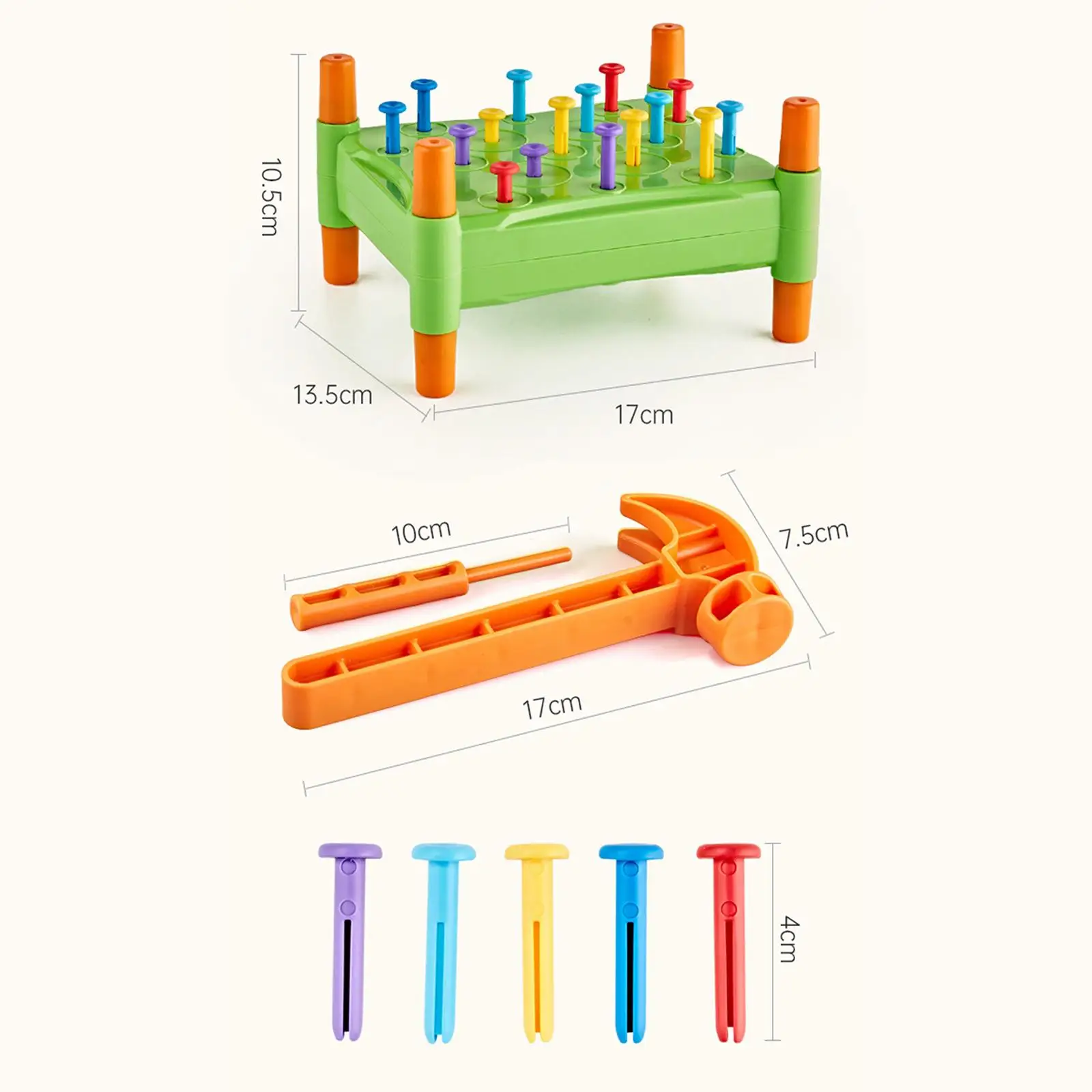 Pounding Toy Peg Board Toy Education Game with Mallet Early Learning Pounding Bench Toy Color Matching for Preschool Girls