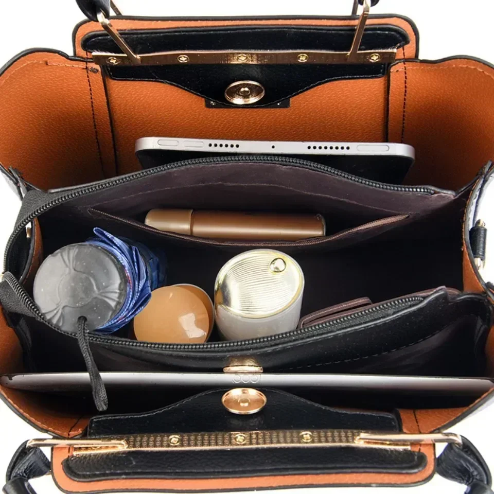 حقائب اليد الفاخرة حقائب النساء مصمم 3 طبقات جلدية ناعمة الكتف Crossbody كيس السيدات سعة كبيرة التسوق رسول حمل