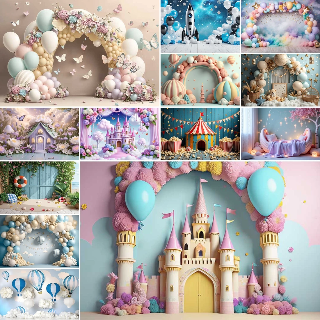 

MOON.QG Baby Shower Decoration Backdrop Flower Castle Circus Photography Backgrounds Girl Boy Birthday Photobooth Photo Shooting