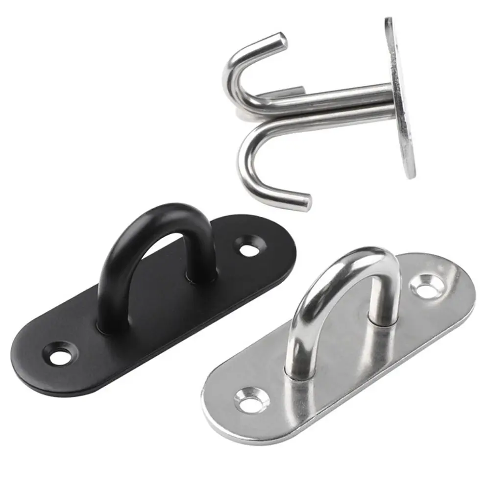 1Pcs New Pad Eye Wall Hook U/J-Shaped Stainless Steel Ceiling Mount Hanger Black Silver Plate Deck Door Buckle for Fan Lamp