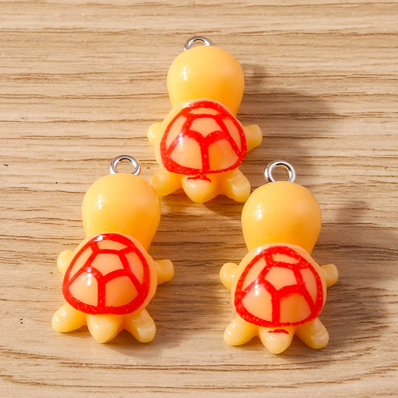 Tusember 10 Stück Sommer Strand Tier-Anhänger Niedliche Harz-Cartoon-Schildkröten-Anhänger für Schmuckherstellung Ohrringe Halskette DIY Basteln – Detail 6