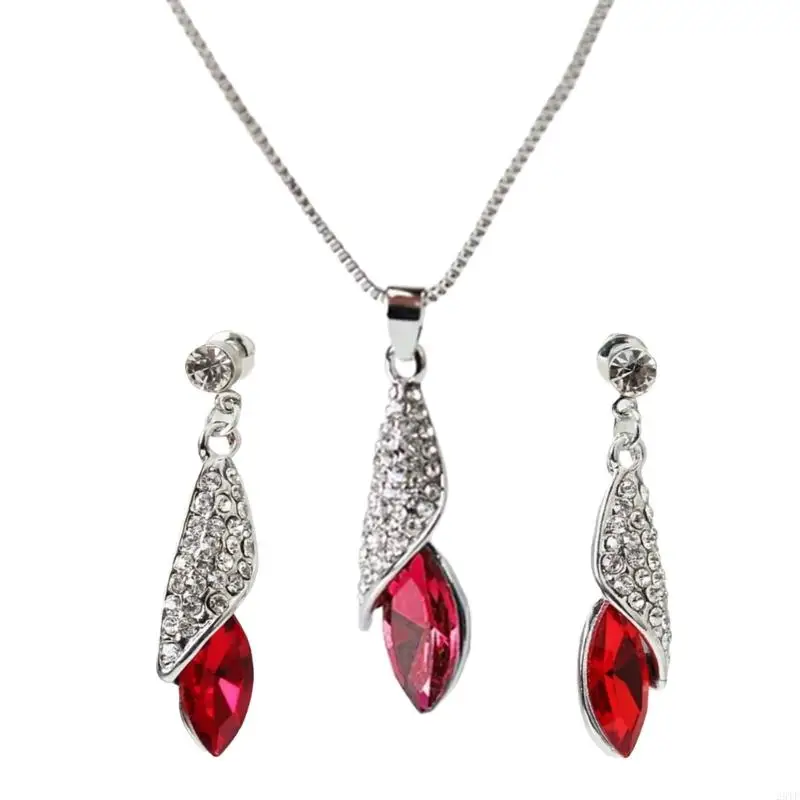 2025 New Trendy Jewelry Set Unique Teardrop Pendant Necklace and Pendant Earrings Set Alloy Texture Suitable for Gift Giving