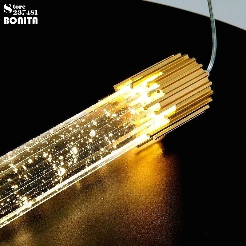 Glam Crystal Pendant Light, Bubble Crystal Column Chandelier with Dazzling Prisms, Bedroom Bathroom Bar Cafe Minimalist Lighting
