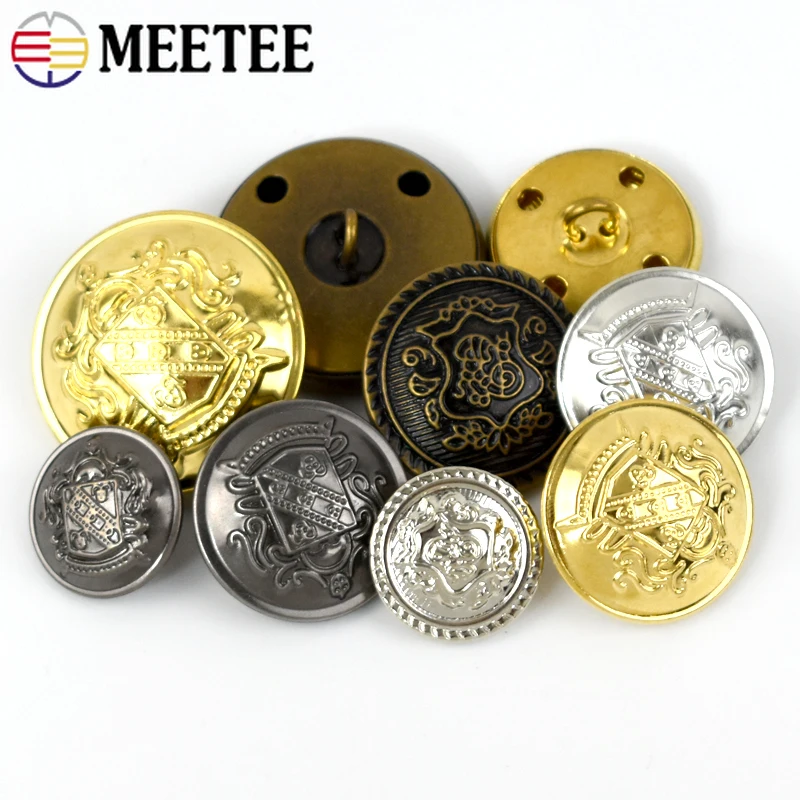 Meetee 10 sztuk 12-30mm metalowe guziki kurtka płaszcz Retro miedź Shank przycisk DIY klamra do dekoracji odzieży akcesoria do szycia