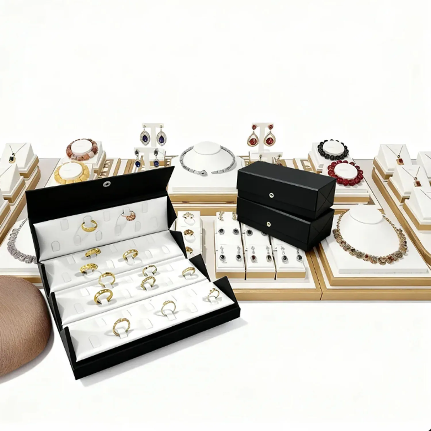 

Square Foldable Faux Leather Jewelry Storage Box Ring Pendant Earrings Bracelet Display Box Suitable for DIY Travel Daily Storag