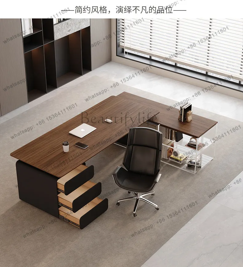 Solid wood old simple modern supervisor manager computer desk senior designer office desk and chair
