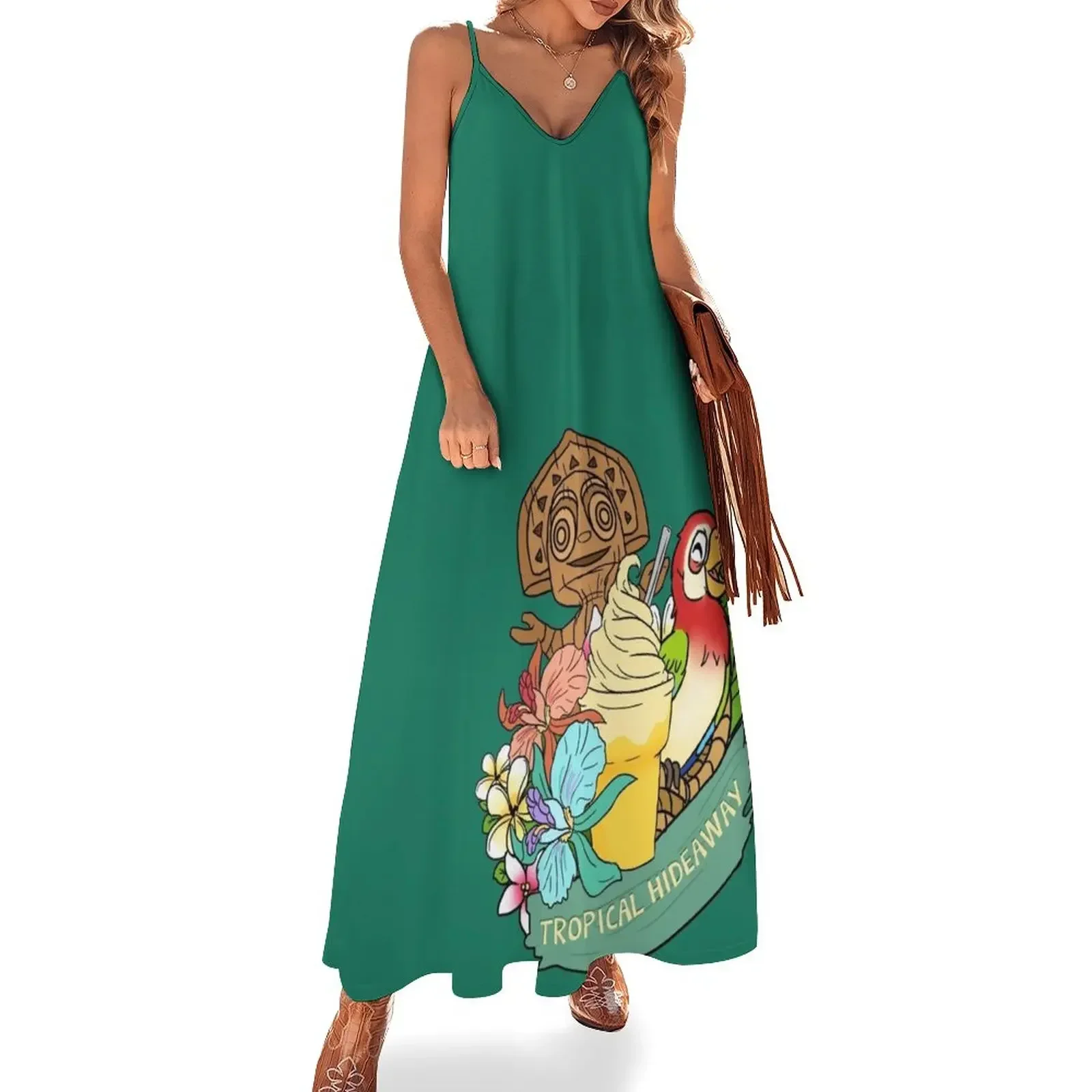 

Tropical Hideaway Sleeveless Dress elegant chic women dresses promotion Long dresses Clothing female Dress