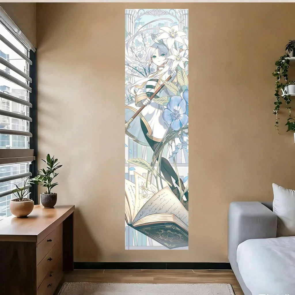 1PC Anime F-Frieren Tapestry Pastel Floral Magic Book Print Japanese Wall Hanging Light Academia Decor Bedroom Dorm Otaku Fans