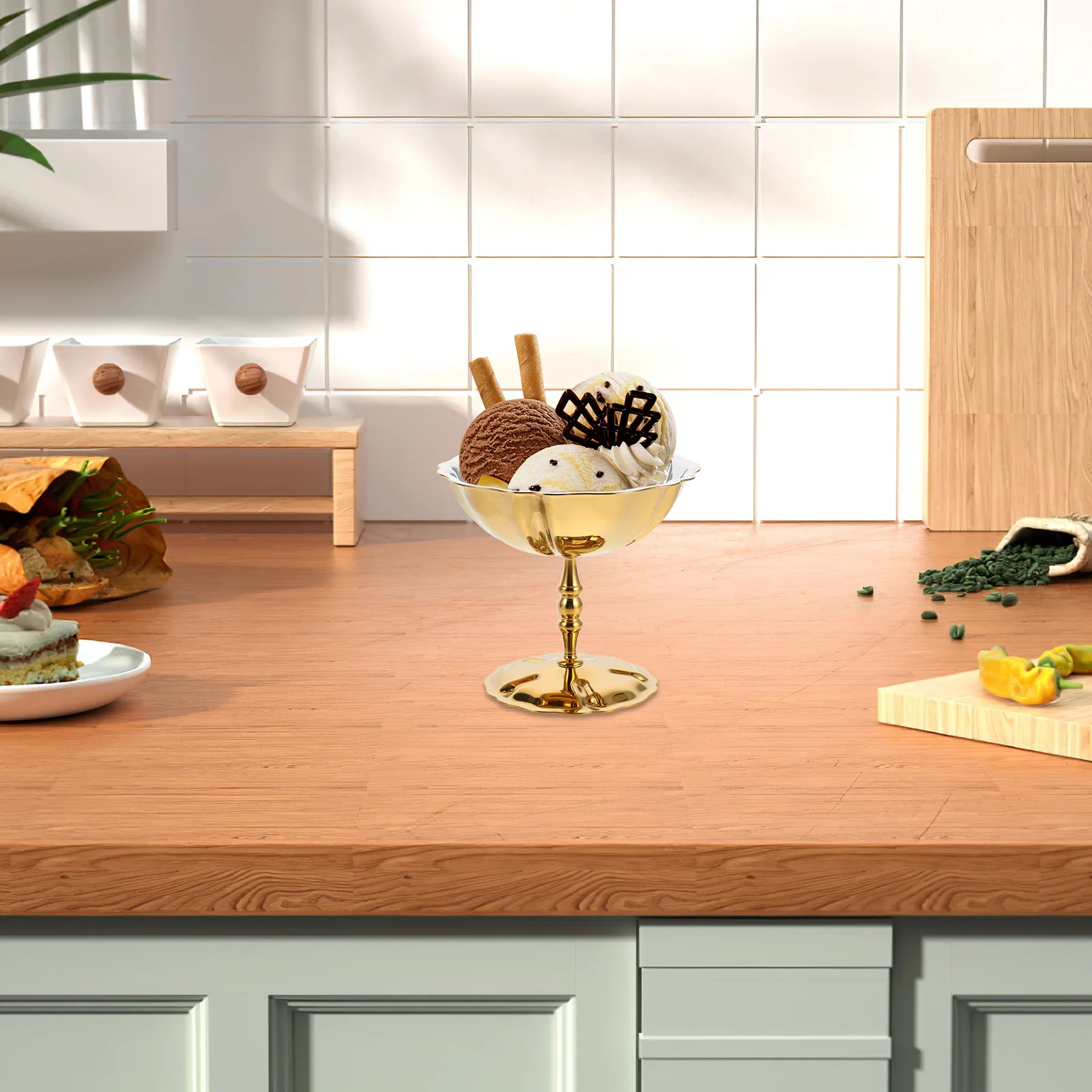 

Small Stainless Steel Dessert Cups Footed Design for Ice Cream Sundaes Yogurt Pudding Goblet Salad Bowls Metal Serving Ware