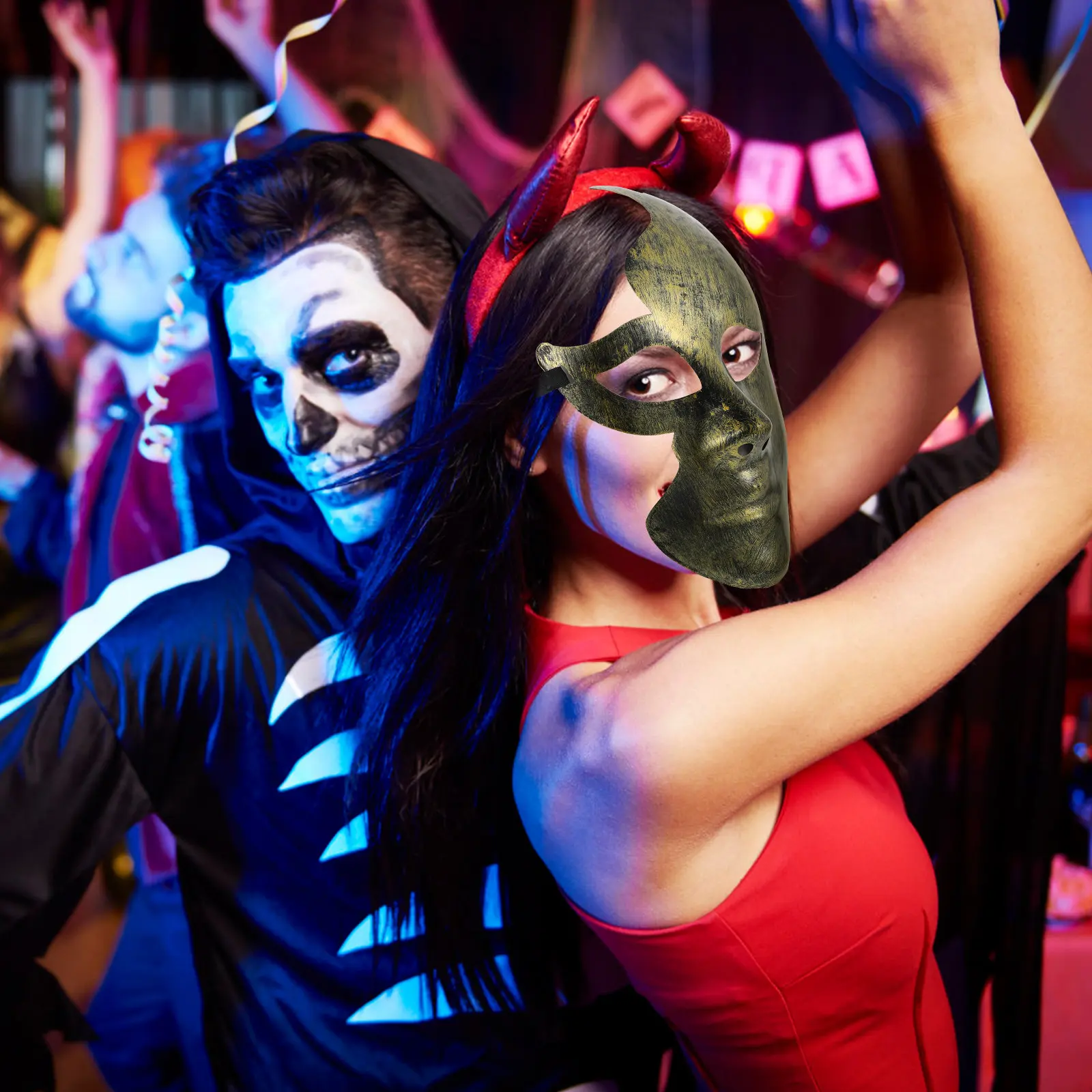 

2 шт. полые пластиковые маски-полулица для вечеринок, декоративные маски для фестивалей, реквизит для косплея и выступлений