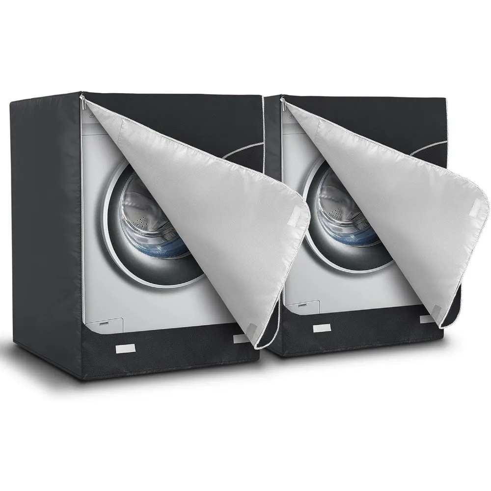 

2 Pack Waterproof Washer Dryer Cover, Dustproof Anti-UV Heavy Duty Oxford for Outdoor Use, 27"W x 33"D x 39"H - Black