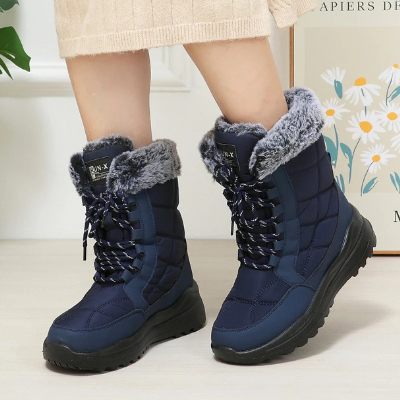 

Зимние уличные непромокаемые зимние ботинки, женские удобные теплые плюшевые ботильоны 36-42, модные дизайнерские ботинки большого размера на толстой подошве