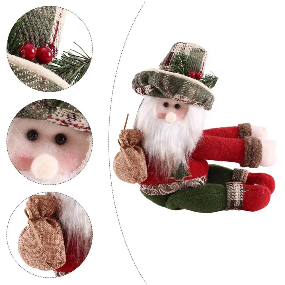 Plush Hugger Decoration Christmas Tree Plush Ornament Festive Christmas Curtain Buckle Tree Topper Decor Set with Plush Santa