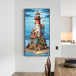 DIY 5D Diamond Painting Kit Lighthouse in The Distance- Perfect Gift for Handmade Home Decor