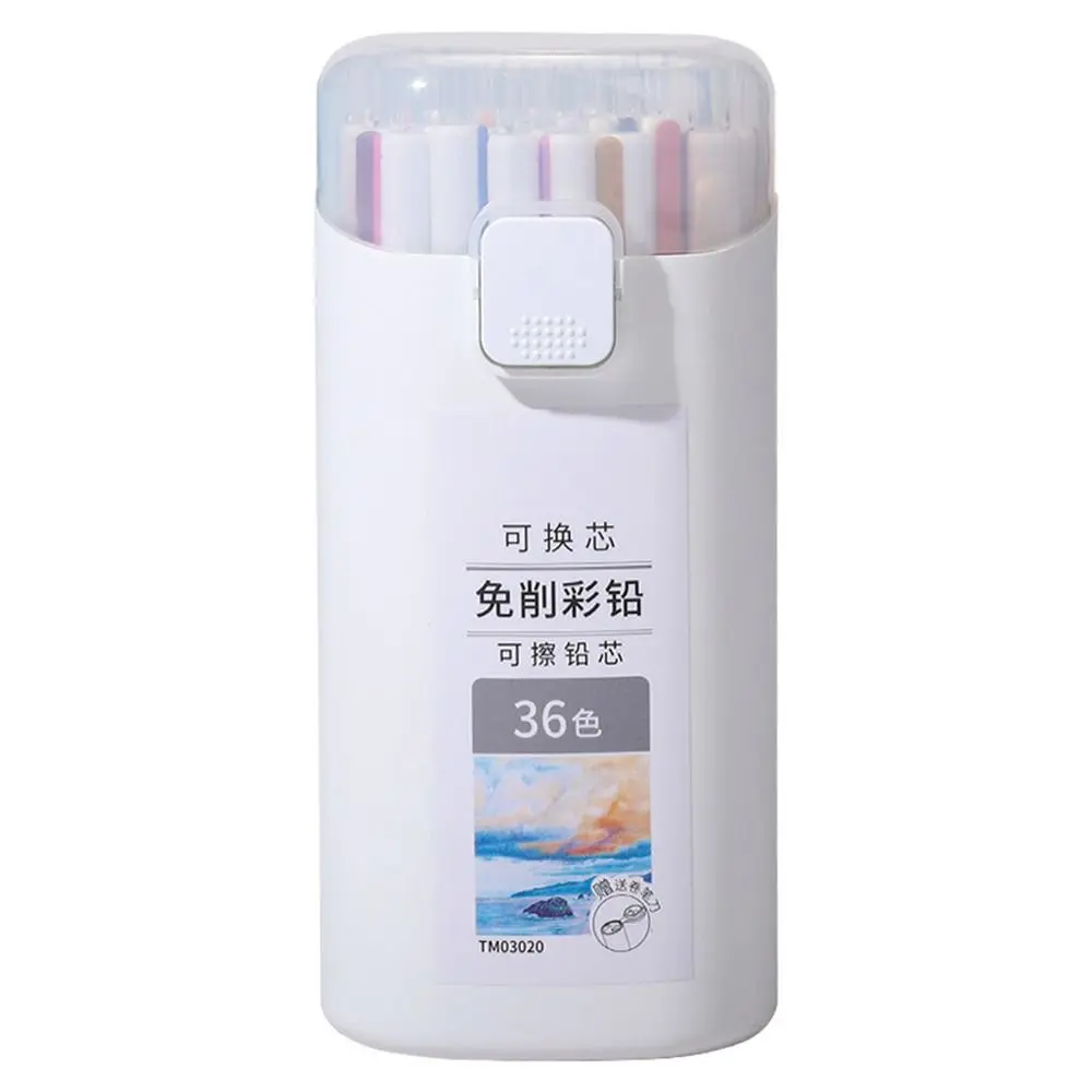 

Незатачиваемый цветной карандаш 12/18/24/36 цветов, ведущий карандаш на масляной основе, сменный сменный стержень, стираемый карандаш для художественного рисования