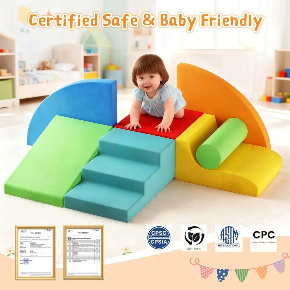 幼児用8ピースフォームクライミングブロック：柔らかく、滑り止め、運動能力と協調性を向上、ハイハイとクライミングのための屋内プレイジム