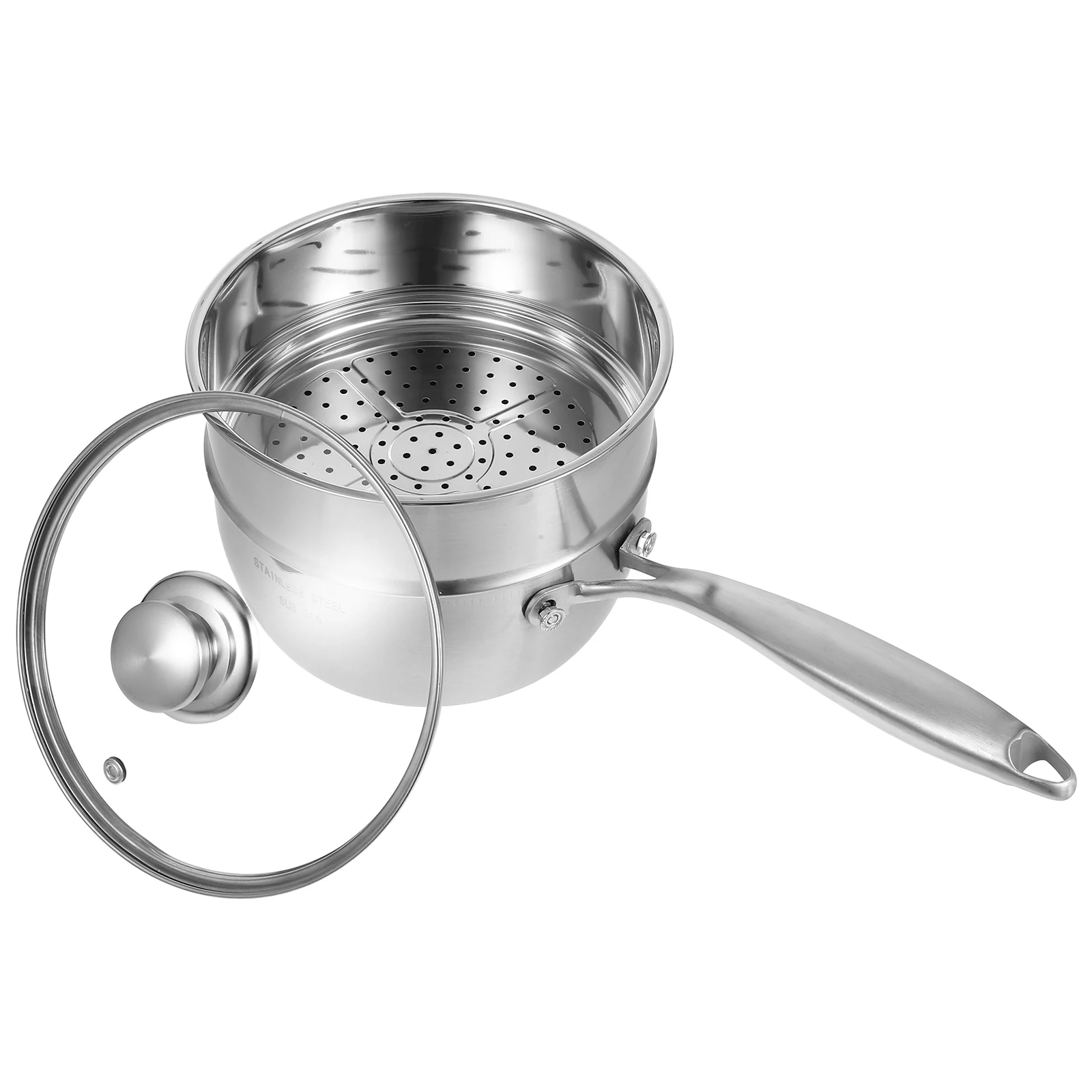 

1Set Stainless Steel Sauce Pan Small Pot for Soup Noodle Cooking Kitchen Cookware with Ergonomic Handle Stovetop Cooking Pot