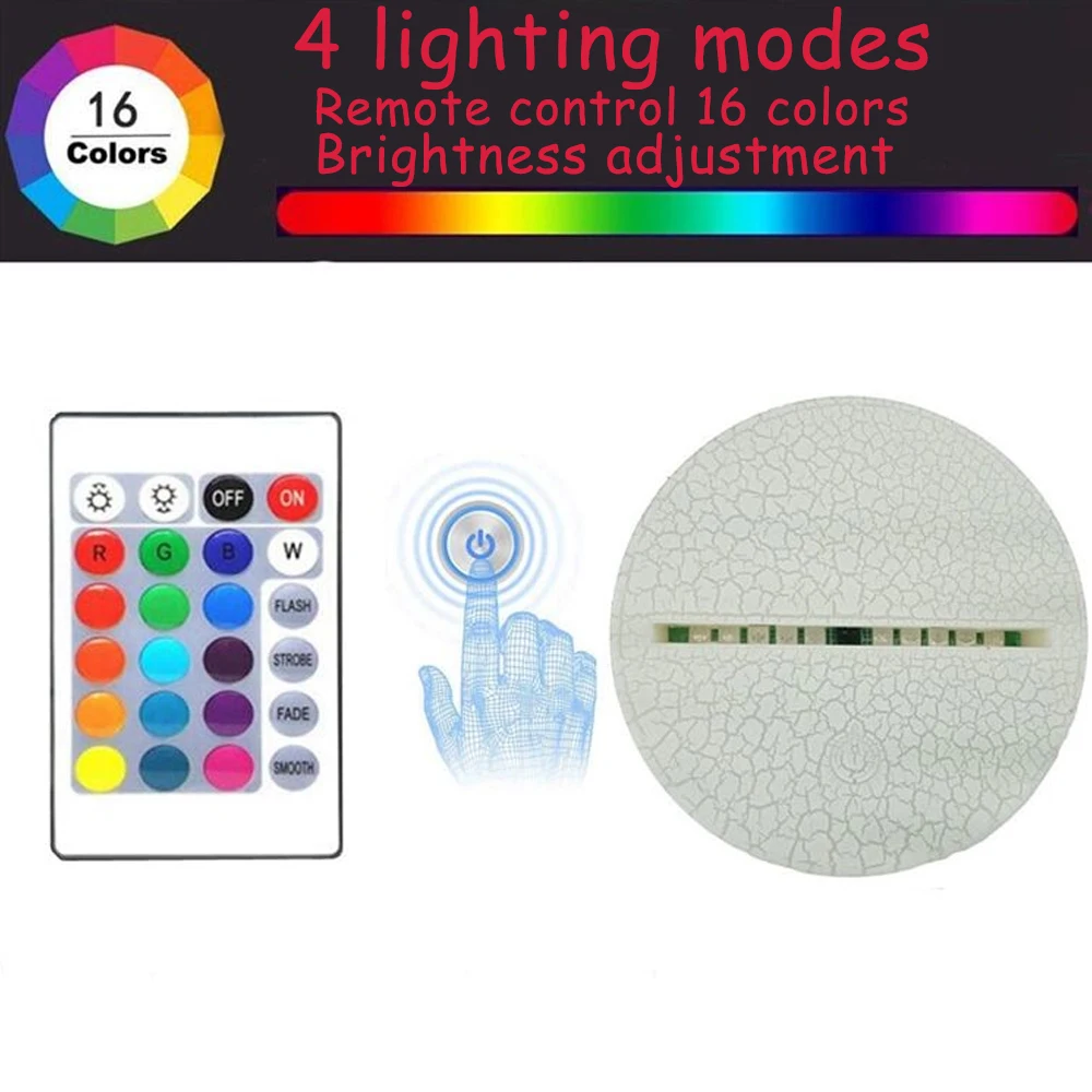 Stitch 3D Night Light 16 colors with Remote Control and Smart Touch Room Decor Lamp Birthday Christmas Valentine\'s Day Gifts