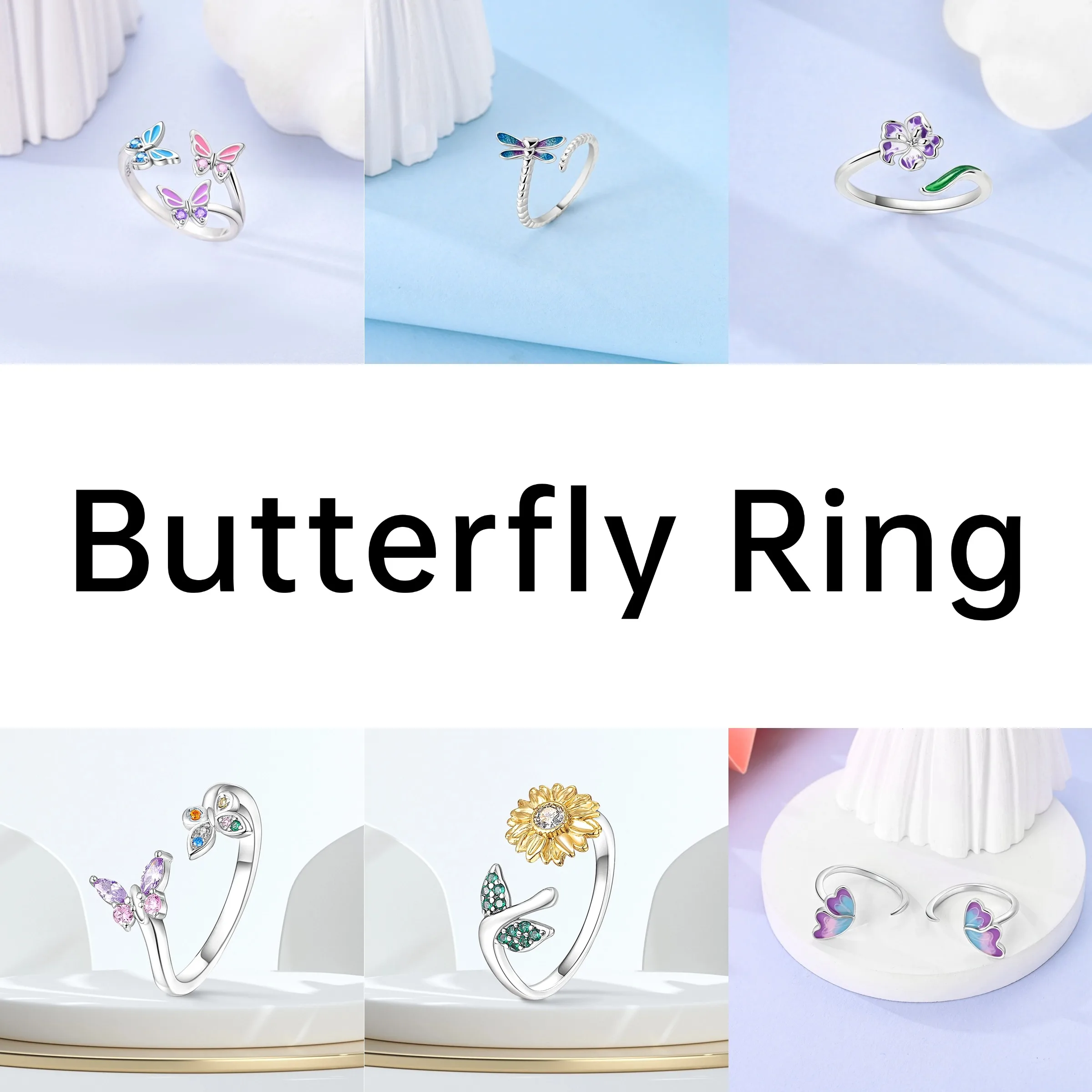 Women's Butterfly Adjustable 925 Sterling Silver Ring