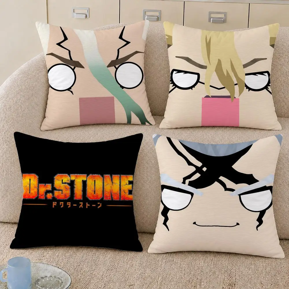 Anime Dr STONE Senku Ishigami Cushion Cover Decorative Pillowcase Soft Short Plush Cozy Durable Sofa Home Decor Items Gift