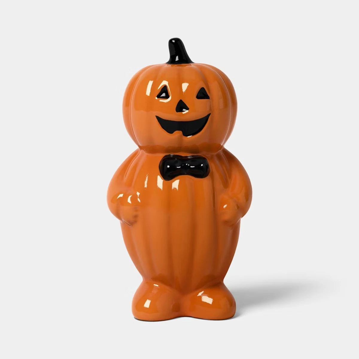 Orange Ceramic Pumpkin Decorative Sculpture for Fall