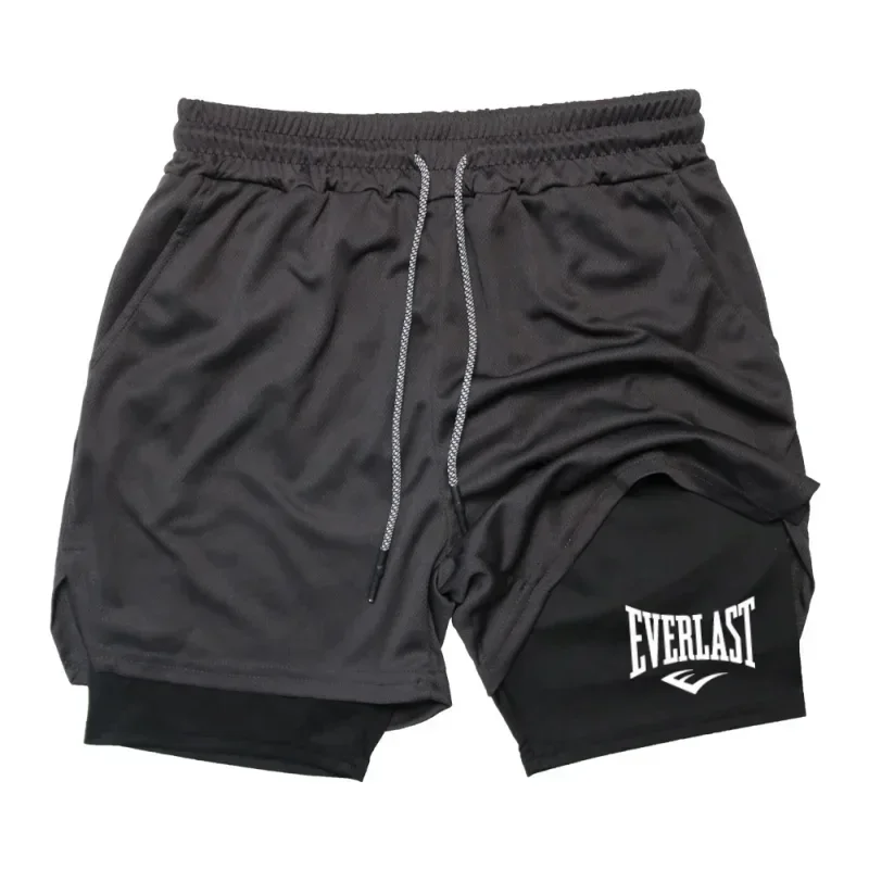 

Мужские компрессионные спортивные шорты EVERLAST с принтом, двухслойные, быстросохнущие, для баскетбола, пляжа, фитнеса