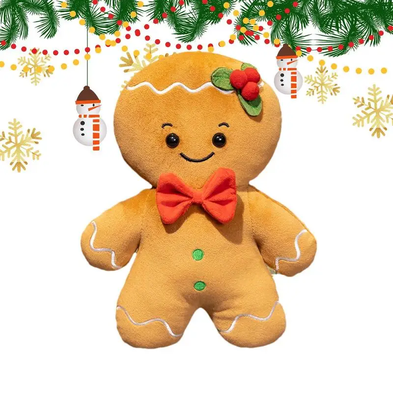 

Christmas Gingerbread Man Plush Toy Decorative Gingerbread Doll Pillow for Home Holiday Party Sofa Decoration