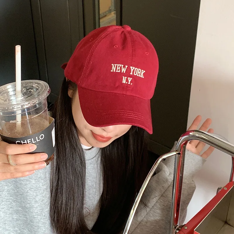 Korean tide brand embroidery soft top baseball cap Internet celebrity street shot show face small cap female spring version